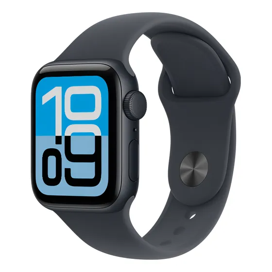 Imagem do produto Apple Watch SE 3 GPS • Caixa meia-noite de alumínio – 44 mm • Pulseira esportiva meia-noite – M/G - Distribuidor Autorizado