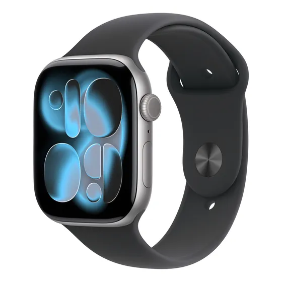 Imagem do produto Apple Watch Series 11 GPS - Caixa cinza-espacial de alumínio – 46 mm - Pulseira esportiva preta – P/M