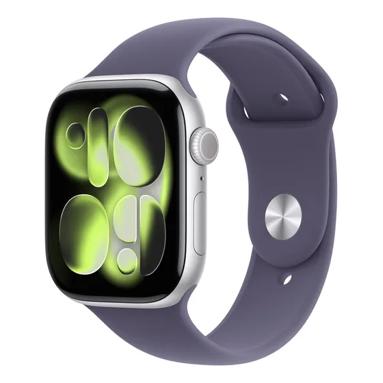 Imagem do produto Apple Watch Series 11 GPS - Caixa prateada de alumínio – 46 mm - Pulseira esportiva roxo-névoa – M/G - Distribuidor Autorizado
