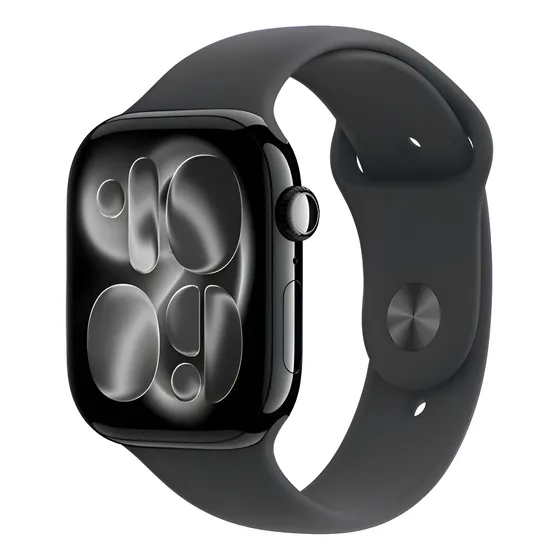 Imagem do produto Apple Watch Series 11 GPS - Caixa preta brilhante de alumínio – 46 mm - Pulseira esportiva preta – M/G