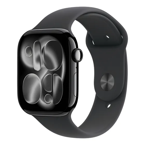 Imagem do produto Apple Watch Series 11 GPS - Caixa preta brilhante de alumínio – 46 mm - Pulseira esportiva preta – P/M - Distribuidor Autorizado
