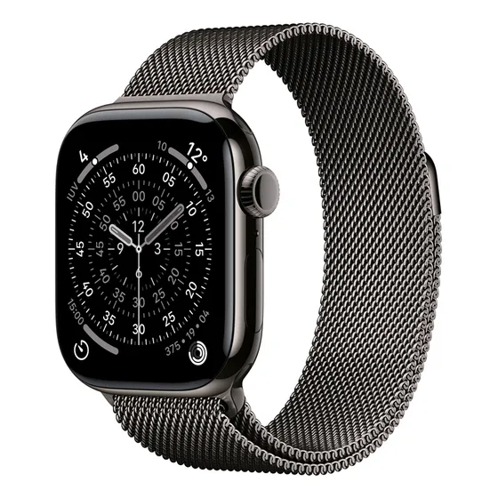 Imagem do produto Apple Watch Series 11 GPS + Cellular - Caixa ardósia de titânio – 42 mm - Pulseira ardósia estilo milanês - Distribuidor Autorizado