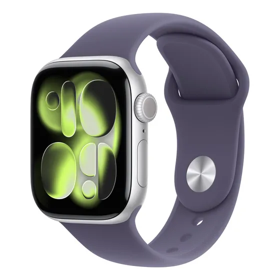 Imagem do produto Apple Watch Series 11 GPS + Cellular - Caixa prateada de alumínio – 42 mm - Pulseira esportiva roxo-névoa – P/M - Distribuidor Autorizado