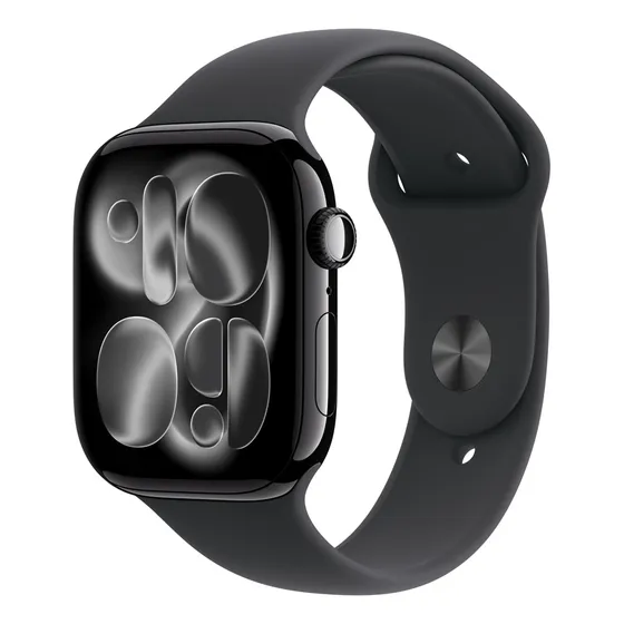 Imagem do produto Apple Watch Series 11 GPS + Cellular - Caixa preta brilhante de alumínio – 46 mm - Pulseira esportiva preta – M/G - Distribuidor Autorizado