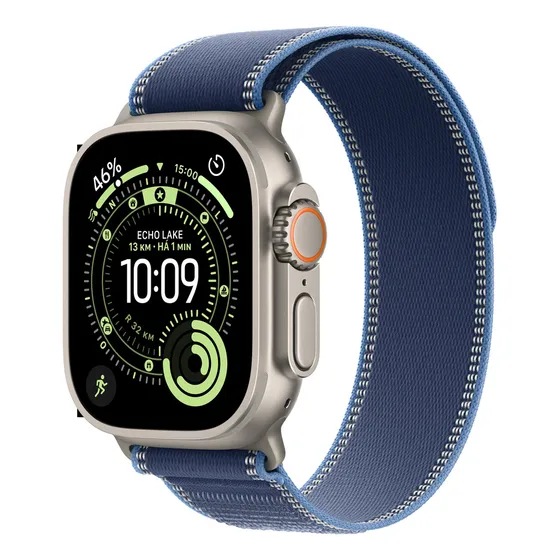 Imagem do produto Apple Watch Ultra 3 GPS + Cellular • Caixa natural de titânio – 49 mm • Pulseira loop Trail azul/azul-brilhante – P/M - Distribuidor Autorizado