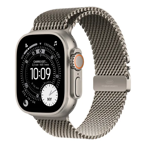 img of Apple Watch Ultra 3 GPS + Cellular • Caixa natural de titânio – 49 mm • Pulseira natural estilo milanês de titânio – M - Distribuidor Autorizado