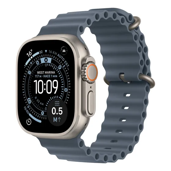 Imagem do produto Apple Watch Ultra 3 GPS + Cellular • Caixa natural de titânio – 49 mm • Pulseira Oceano azul-âncora - Distribuidor Autorizado