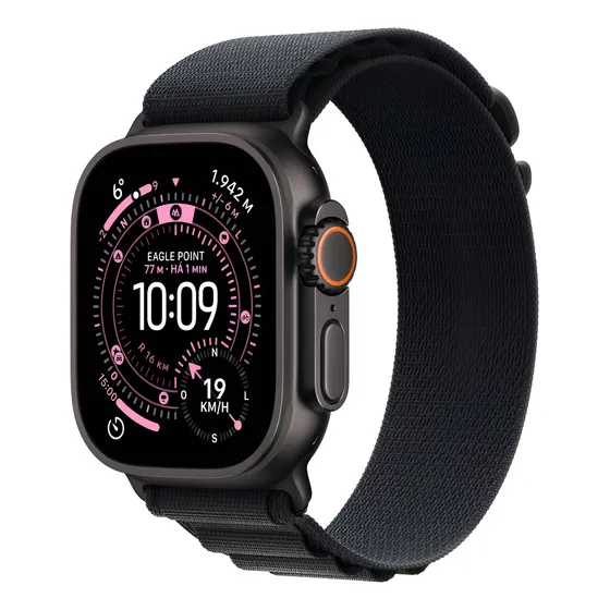 Imagem do produto Apple Watch Ultra 3 GPS + Cellular • Caixa preta de titânio – 49 mm • Pulseira loop Alpina preta – P - Distribuidor Autorizado