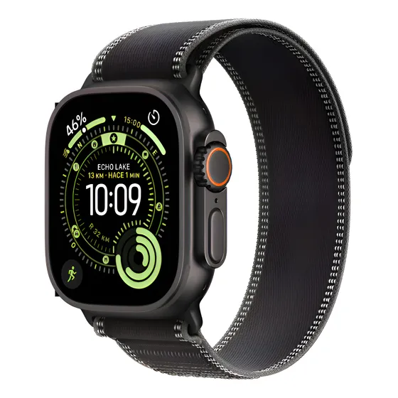 Imagem do produto Apple Watch Ultra 3 GPS + Cellular • Caixa preta de titânio – 49 mm • Pulseira loop Trail preta/carvão – M/G - Distribuidor Autorizado