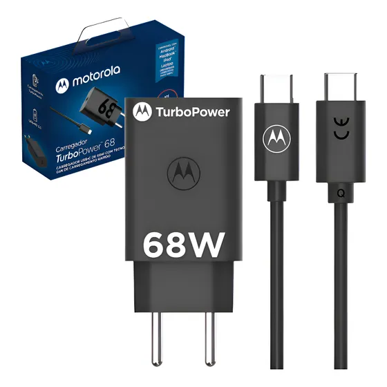 Imagem do produto Carregador Turbo Power USB-C 68W Motorola Cor Preto