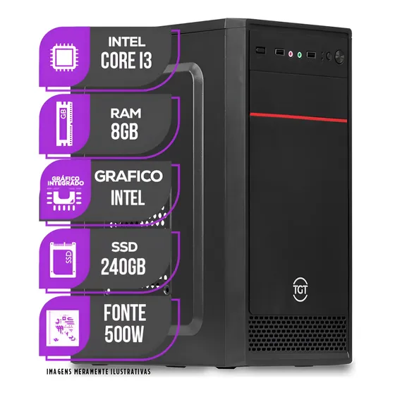 Imagem do produto Computador Mancer, Intel Core I3, 8gb Ddr4, Ssd 240gb 8 Gb