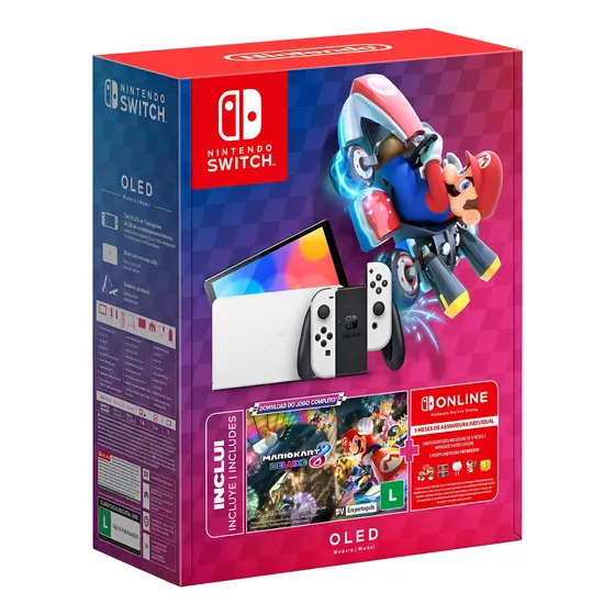 Imagem do produto Console Nintendo Switch Oled 64gb Branco Mario Kart 8 Deluxe