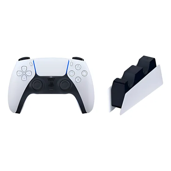 Imagem do produto Controle Dualsense Branco+base De Carregamento Sony Ps5 Cor Branco