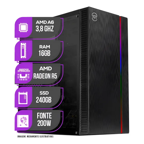 Imagem do produto Cpu Pc Mancer, Amd A6, 16gb Memoria Ram, Ssd 240gb 16 Gb