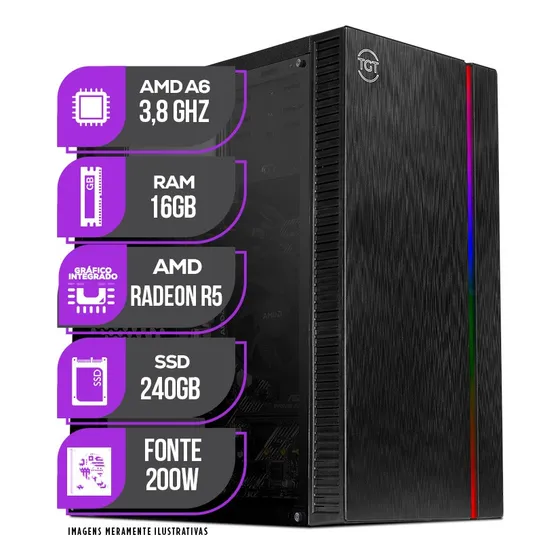 Imagem do produto Cpu Pc Mancer, Amd A6 3.8ghz, 16gb Memoria Ram, Ssd 240gb 16 Gb