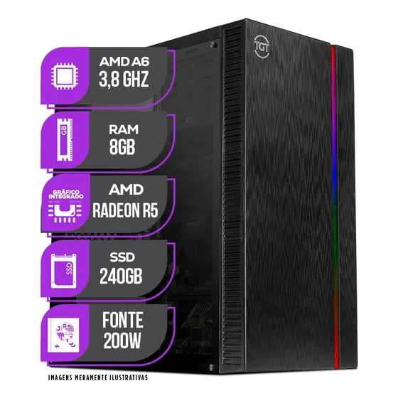 Imagem do produto Cpu Pc Mancer, Amd A6 3.8ghz, 8gb Memoria Ram, Ssd 240gb 8 Gb