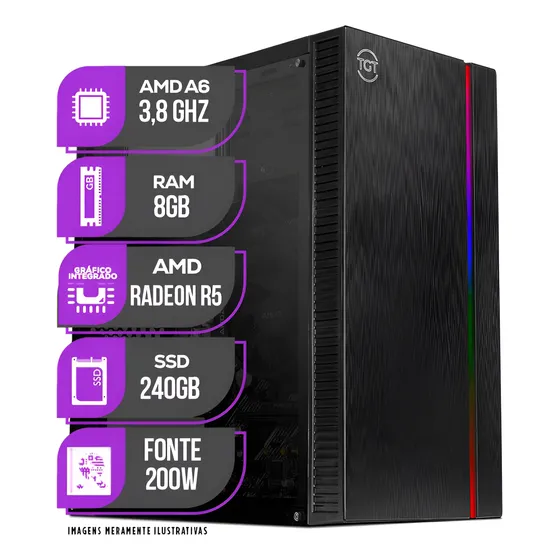 Imagem do produto Cpu Pc Mancer, Amd A6, 8gb Memoria Ram, Ssd 240gb 8 Gb