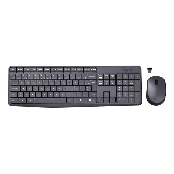 Imagem do produto Kit Mouse E Teclado Logitech Mk235 Sem Fio Preto Cinza Cinza