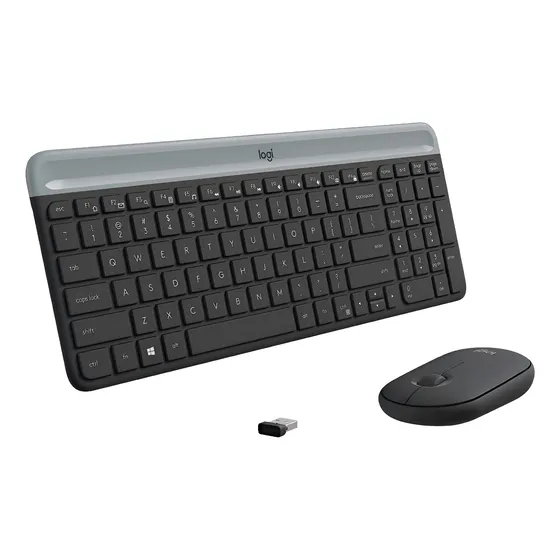 Imagem do produto Kit Mouse E Teclado Logitech Mk470 Slim Sem Fio Usb Grafite Preto Preto