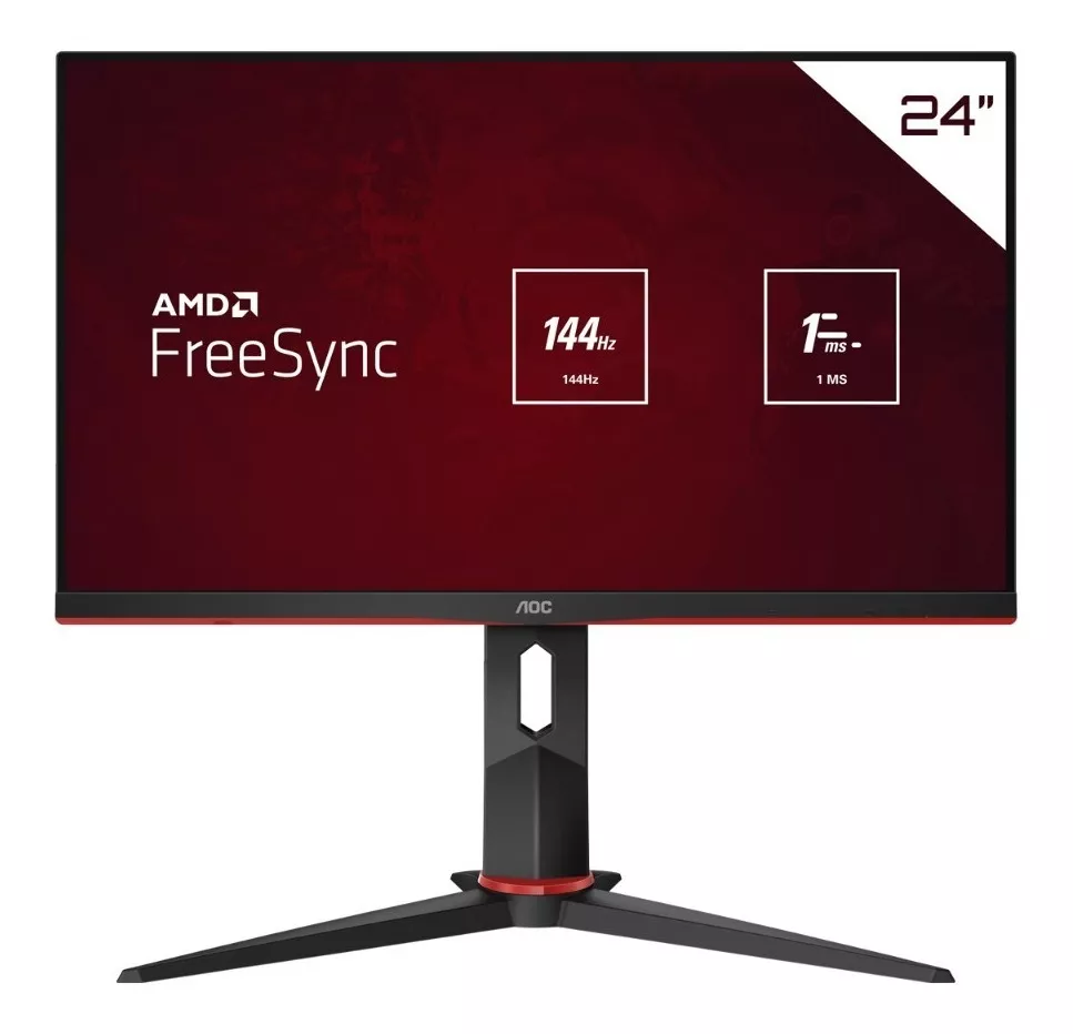 img of Monitor Gamer HERO 23,8'' 144Hz IPS FreeSync 24G2/BK Cor Preto/Vermelho AOC
