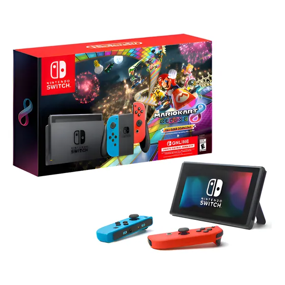 Imagem do produto Nintendo Nintendo Switch Switch HBDSKABL1 32GB Mario Kart 8 Deluxe cor vermelho-néon y azul-néon y preto 2018