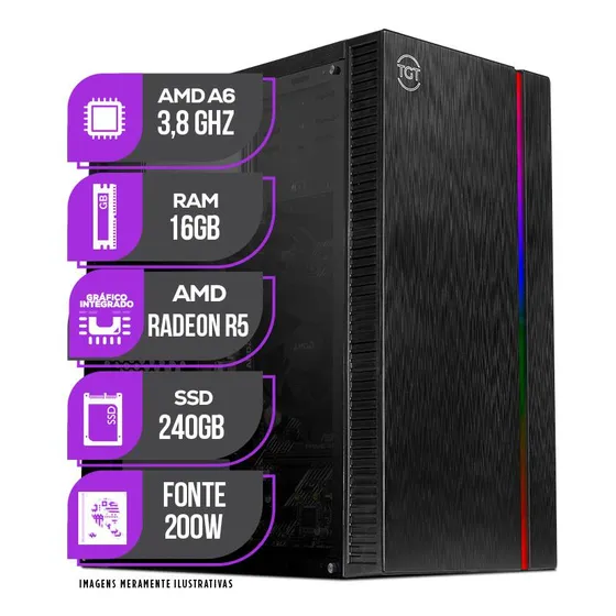 Imagem do produto Pc Cpu Mancer, Amd A6 3.8ghz, 16gb De Ram, Ssd 240gb 16 Gb