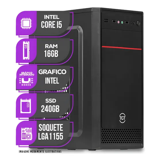Imagem do produto Pc Cpu Mancer, Intel Core I5, 16gb De Memória Ram, Ssd 240gb 16 Gb