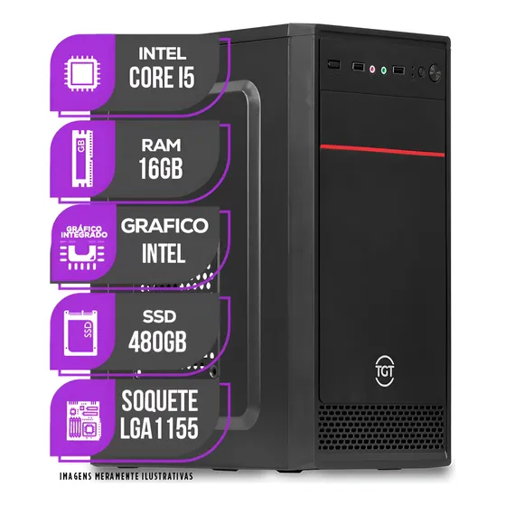 Imagem do produto Pc Cpu Mancer, Intel Core I5, 16gb De Memória Ram, Ssd 480gb 16 Gb