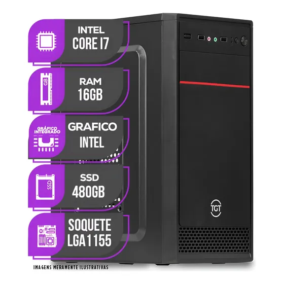 Imagem do produto Pc Cpu Mancer, Intel Core I7, 16gb De Memória Ram, Ssd 480gb 16 Gb