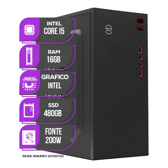 Imagem do produto Pc Cpu Mancer, Intel I5, 16gb De Ram, Ssd 480gb