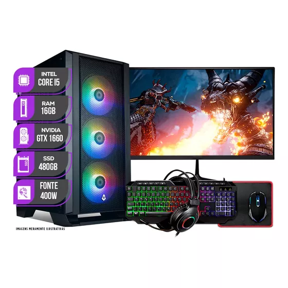 Imagem do produto Pc Gamer Completo, Intel I5 8ª, Gtx 1660 16gb, Ssd 480gb 16 Gb