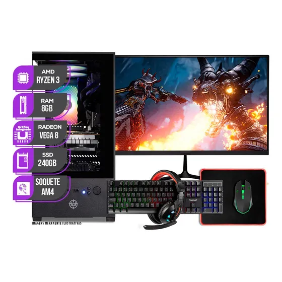 Imagem do produto Pc Gamer Completo Mancer, Ryzen 3 3200g, 8gb Ddr4, Ssd 240gb 8 Gb