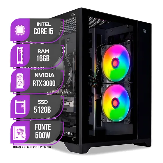 Imagem do produto Pc Gamer Mancer Intel I5 10ª, Rtx 3060, 16gb Ddr4, Ssd 512gb 512 Gb 16 Gb Rtx 3060 12gb