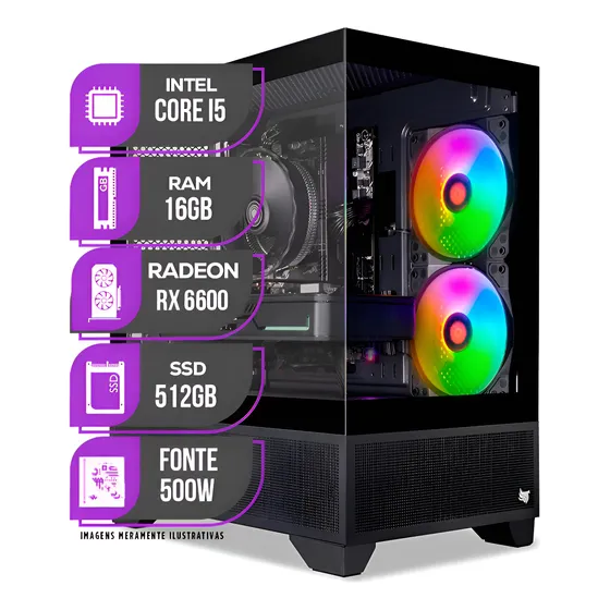 Imagem do produto Pc Gamer Mancer, Intel I5 10ª, Rx 6600, 16gb Ddr4, Ssd 512gb 512 Gb 16 Gb Rx 6600 8gb