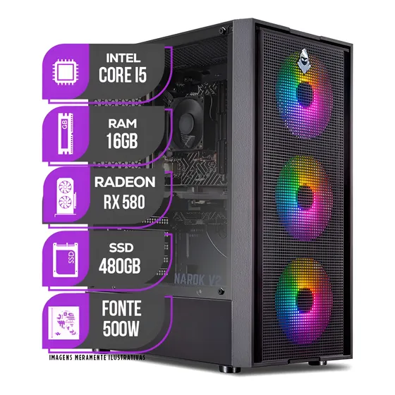 Imagem do produto Pc Gamer Mancer, Intel I5 8ª, Rx 580, 16gb Ddr4, Ssd 480gb 480 Gb 16 Gb Rx 580 8gb