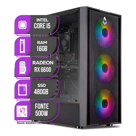 Imagem do produto Pc Gamer Mancer, Intel I5 8ª, Rx 6600, 16gb Ddr4, Ssd 480gb 480 Gb 16 Gb Rx 6600 8gb