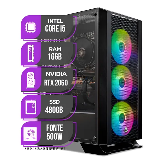 Imagem do produto Pc Gamer Mancer, Intel I5, Rtx 2060, 16gb Ddr4, Ssd 480gb 16 Gb