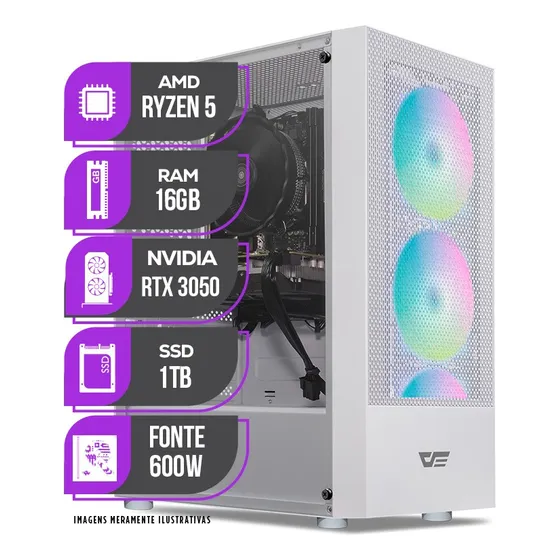 Imagem do produto Pc Gamer Mancer Ryzen 5 5500, Rtx 3050, 16gb Ddr4, Ssd 1tb 16 Gb