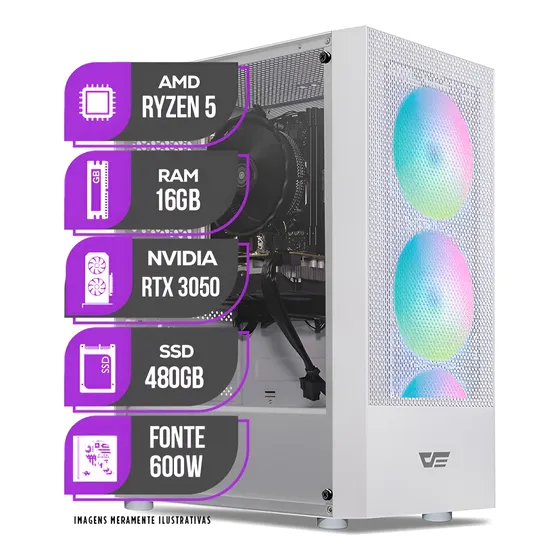 Imagem do produto Pc Gamer Mancer Ryzen 5 5500, Rtx 3050, 16gb Ddr4, Ssd 480gb 16 Gb