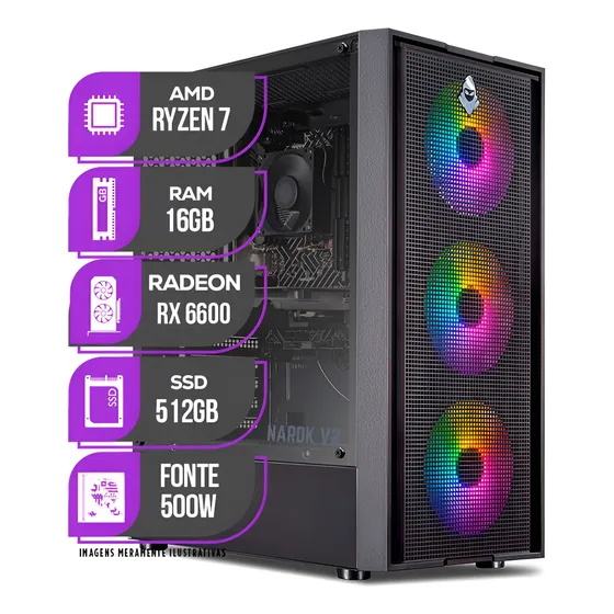 Imagem do produto Pc Gamer Mancer Ryzen 7 5700x, Rx 6600, 16gb Ddr4, Ssd 512gb 512 Gb 16 Gb Rx 6600 8gb