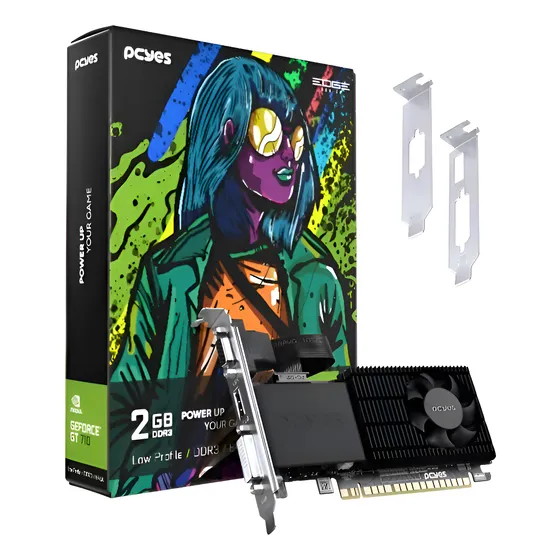 Imagem do produto Placa De Vídeo Pcyes Nvidia Geforce Gt 710 2gb Ddr3 64 Bits