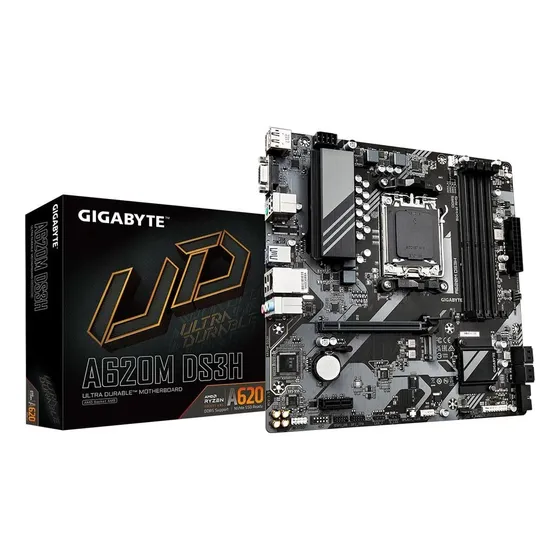 Imagem do produto Placa Mãe Gigabyte A620m Ds3h Matx Am5 Ddr5 Hdmi Dp Vga Cor Preto