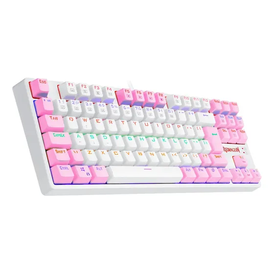 Imagem do produto Redragon Daksa Rainbow Branco E Rosa Switch Azul Português Abnt2