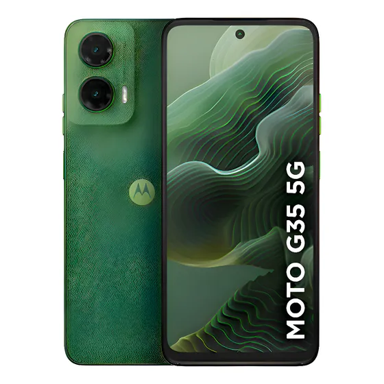 Imagem do produto Smartphone Motorola Moto g35 5G - 128GB 12GB (4GB RAM+8GB Ram Boost) e Camera 50MP com AI NFC Tela 6.7" com Superbrilho - Verde - Vegan Leather