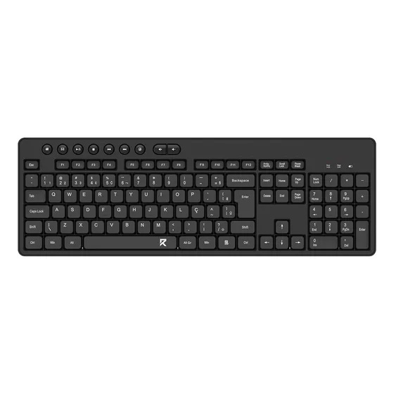 Imagem do produto Teclado Bk-7094 Pt Office Membrana Sem Fio 2,4ghz Full Size Low Profile Preto Redragon