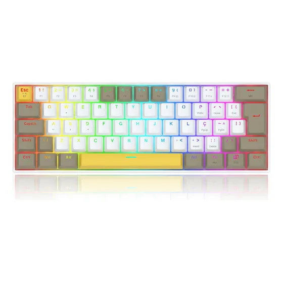 Imagem do produto Teclado Gamer Draconic Pro Rgb Branco, Amarelo E Cinza Switch Marrom Redragon Branco/amarelo/cinza Português Brasil