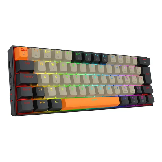 Imagem do produto Teclado Gamer Draconic Pro Rgb Cinza, Laranja E Preto Switch Marrom Redragon