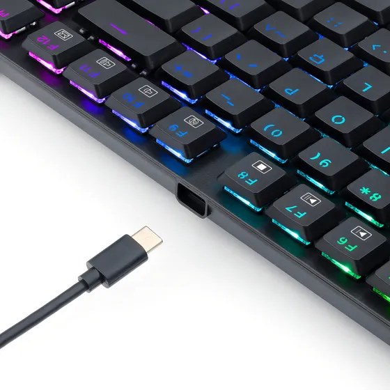Imagem do produto Teclado Gamer mecânico Aps Pro Rgb Preto Switch Marrom Low Profile Redragon