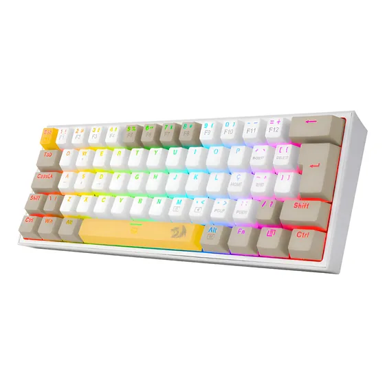 Imagem do produto Teclado Gamer Mecanico Redragon Fizz Rgb Branco Switch Brown Idioma Português Brasil