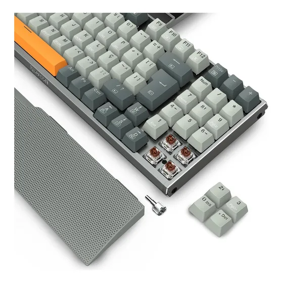 Imagem do produto Teclado gamer olaf mecânico rgb com switch marrom dest-proof Português Brasil Cinza Redragon